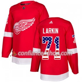 Adidas Maillot de Hockey Detroit Red Wings Dylan Larkin 71 2017-2018 Rouge USA Flag Fashion Authentic - Homme